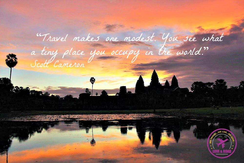 #Travel makes you modest! We felt so tiny and simple while watching the sunrise at #AngkorWat #Cambodia #travelquote