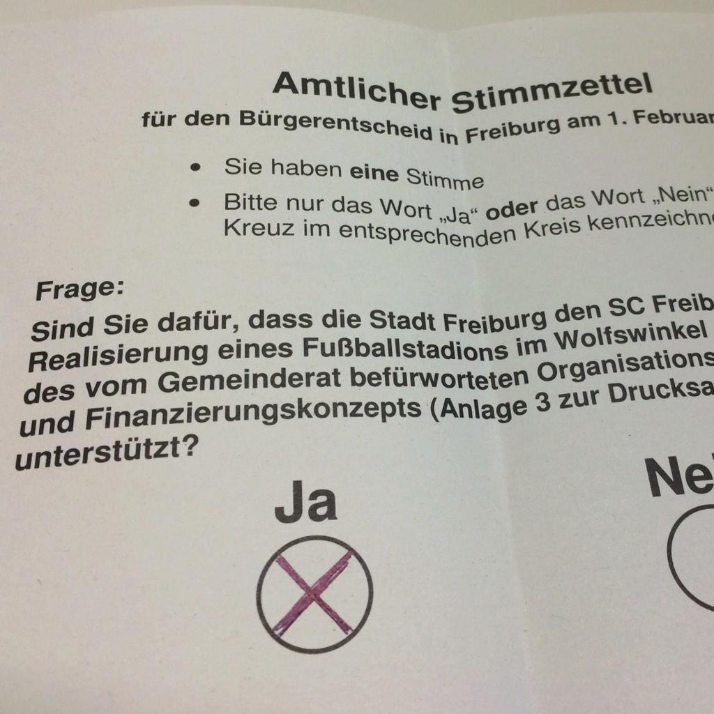 Lieber <a href="/sc_freiburg/">MirandaReedp</a>, wir waren wählen. PS. Glückwünsch zum gestrigen 4:1 Heimsieg. #Freiburg #SCF