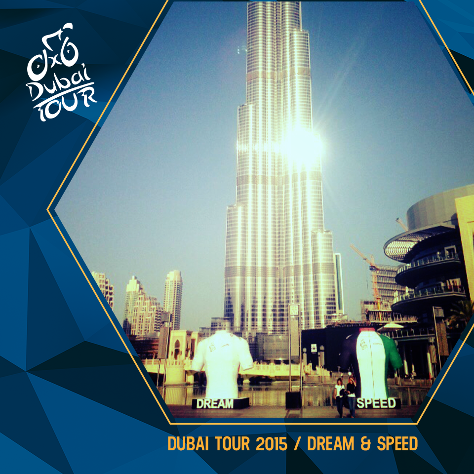 Dream&amp;Speed. 2 Giant Jerseys have landed next to Burj Kahlifa the white one and the Dubai one. What are they doing?