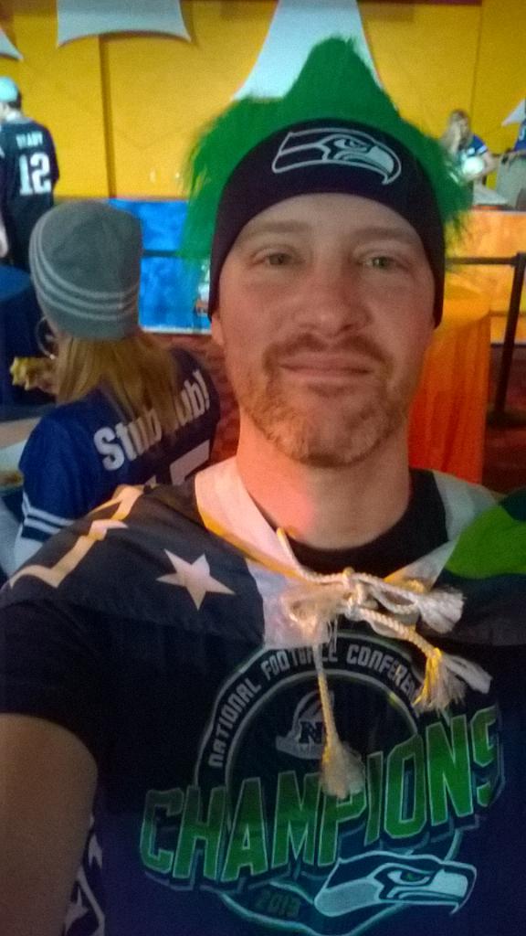 anythingonce's tweet photo. Ready to zipline at the Stubhub #SuperBall!! #SB49 #GoHawks http://t.co/xrnwaSTkbH