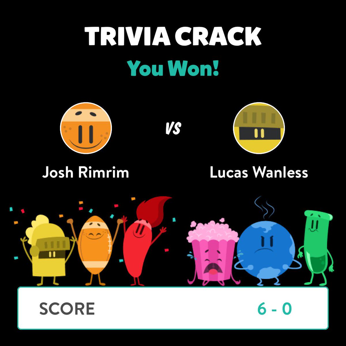 Rhaddeus's tweet image. Josh Rimrim just won a game against Lucas Wanless in Trivia Crack!  triviacrack.com/en/landing