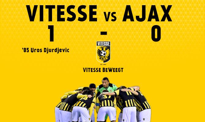 MijnVitesse's tweet image. Afgelopen! #Vitesse wint met 1-0 van Ajax! Invaller Uros Djurdjevic maakte het winnende doelpunt! #vitaja