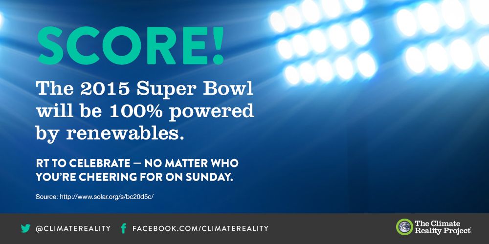 LiveEarth's tweet photo. RT @ClimateReality:  Bring on the bright lights — The @SuperBowl scores big in our books by going 100% renewable. http://t.co/ndjFVicJpv