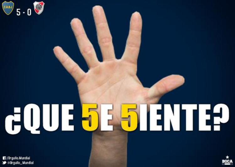 radiomitre's tweet photo. #Superclásico | Mirá los afiches de Boca para los hinchas de River tras el 5 a 0. http://t.co/mFjkMrfR3Q http://t.co/ZxYcwN8bV1