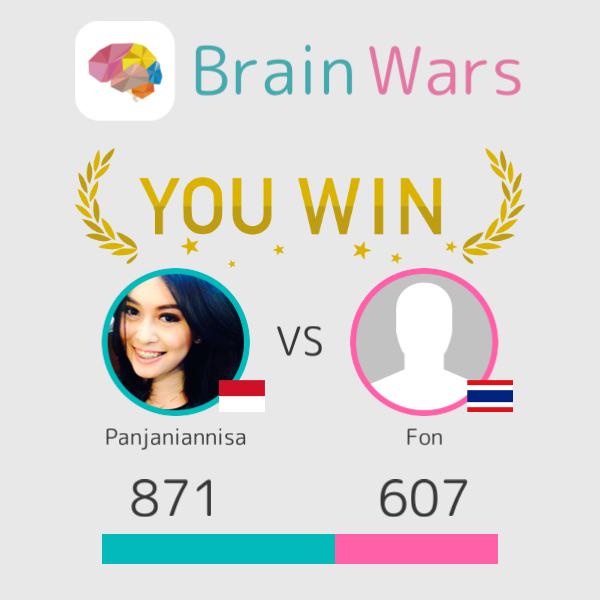 I challenged Fon and won:) Challenge players from around the world! #BrainWars brainwarsapp.com