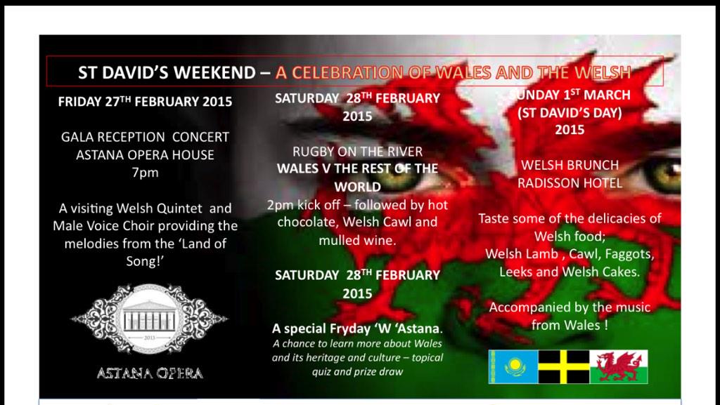 The #Welsh are coming! A weekend long celebration of Welsh culture, food and sport in #Astana #Kz @edcymru
