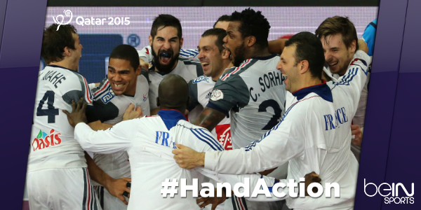 beinsports_FR's tweet photo. HISTORIQUE ! Une 5ème étoile ! L’équipe de France est championne du Monde !! (22-25) #FRAQAT #HandAction http://t.co/RgWnyRYOrN