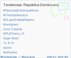 trendinaliaDO's tweet photo. #IPLEPromo_15 acaba de convertirse en TT ocupando la 6ª posición en República Dominicana #trndnl2015 http://t.co/iqDZUxA0PN