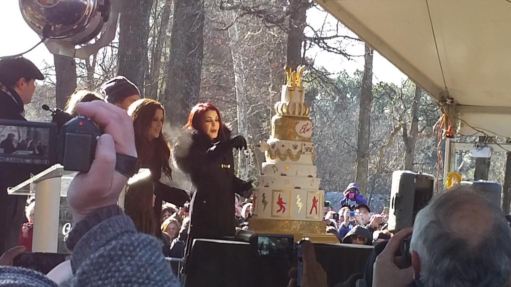 Happy Birthday to Lisa Marie Presley - seen here with Priscilla cutting 80th Birthday cake 