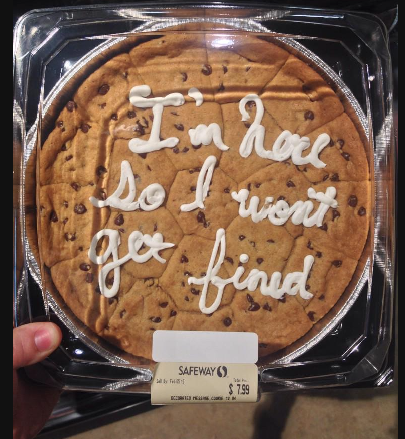 Your local Safeway shows they're paying attention, selling this cookie cake (H/T spencerpeaty