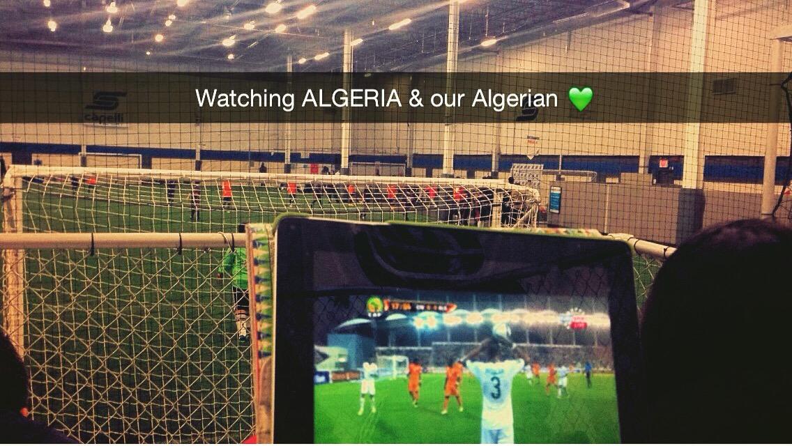 icapturerabab's tweet photo. Trying to watch two games at once is proving to be a difficult task. #AFCON2015 #Algeria #jerseycityCosmos #goAness http://t.co/pCsvVQ8scj