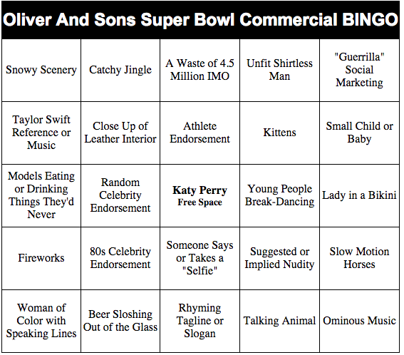 Gearnaut's tweet photo. We found this awesome bingo game for the #SuperBowlXILX commercials http://t.co/6WVj1qNlhT READY FOR SOME FOOTBALL! http://t.co/xAqAXThrrf