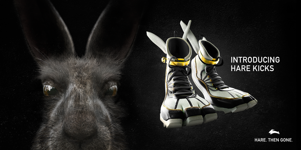 TheHare's tweet photo. @DaRealBigE4Life Yeah, Usain Bolt is quick but do his sneakers have wings? #TeamHare #TheBigRace http://t.co/4cpjZdifhS