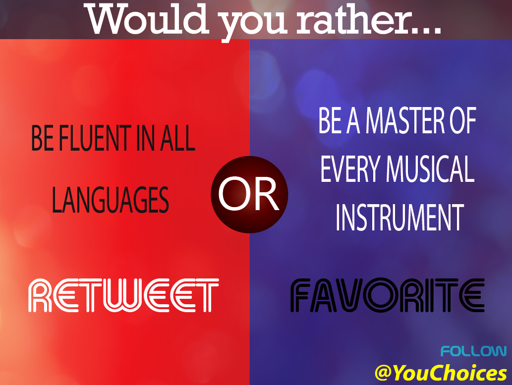 YouChoices's tweet photo. Languages or instruments? http://t.co/44RH7mM9pY