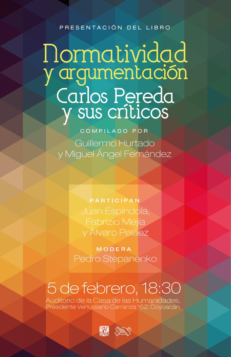 Presentación libro:
"Carlos Pereda y sus críticos"
jueves 5 de febrero 18:30 
Presentan: Fabrizio Mejía..... cartel: