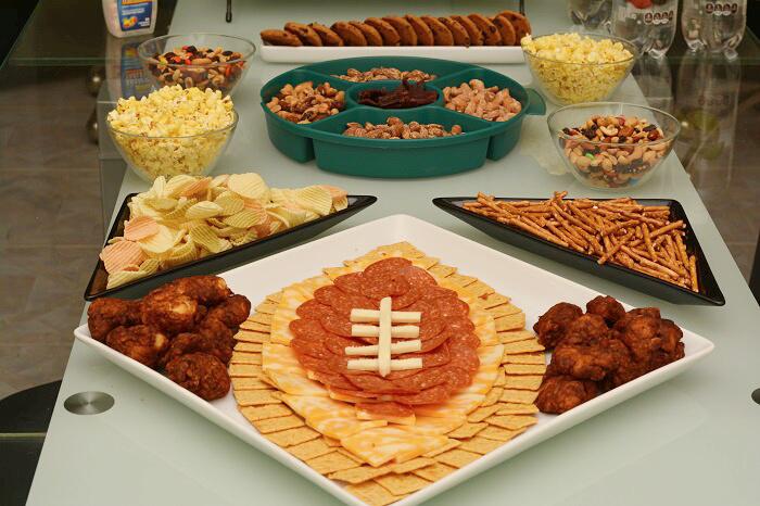 KBunn's tweet photo. Let the #SuperBowl #halftime party begin! Not a bad spread! #CVSGameTime #GoldEmblem http://t.co/Q8ADf3RUno