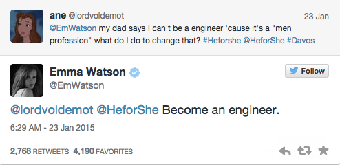 ELLEmagazine's tweet photo. Emma Watson is killing it at life this week: http://t.co/foca5m0u0h http://t.co/9qtYyWfJk9