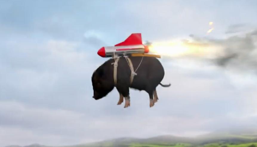 JustJared's tweet photo. The @Doritos "When Pigs Fly" #SuperBowl commercial totally made us LOL! http://t.co/kNdsD4m5xR http://t.co/rVxpBEeDuY