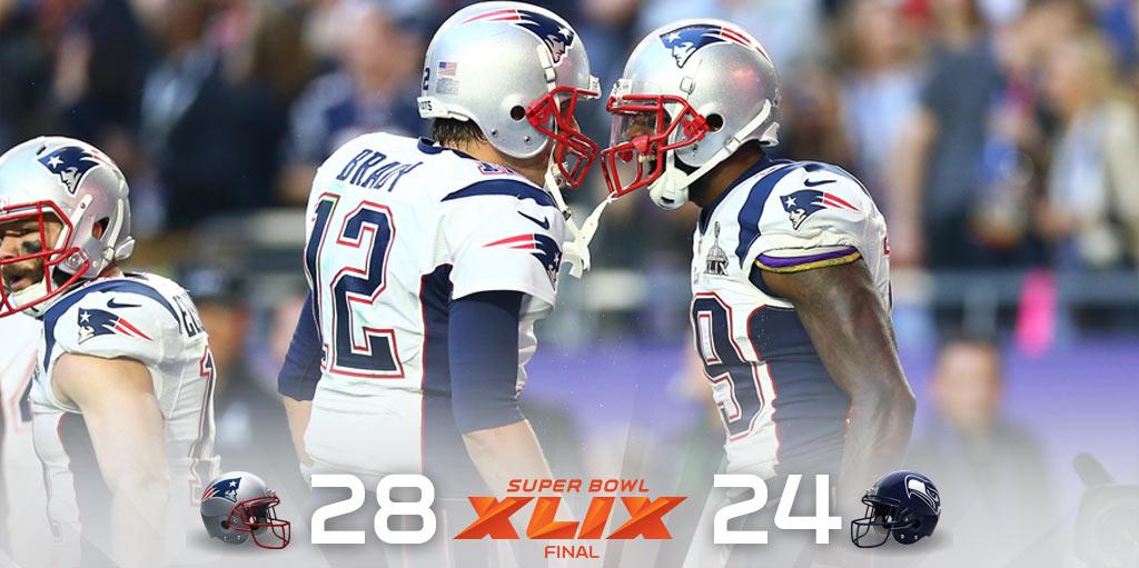 NFL's tweet photo. FINAL: @Patriots win classic #SB49 http://t.co/DHdTKST44y