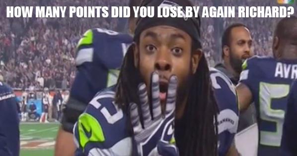 xkv8r's tweet image. How many points did you lose by again @RSherman_25? #SB49 #SuperBowl