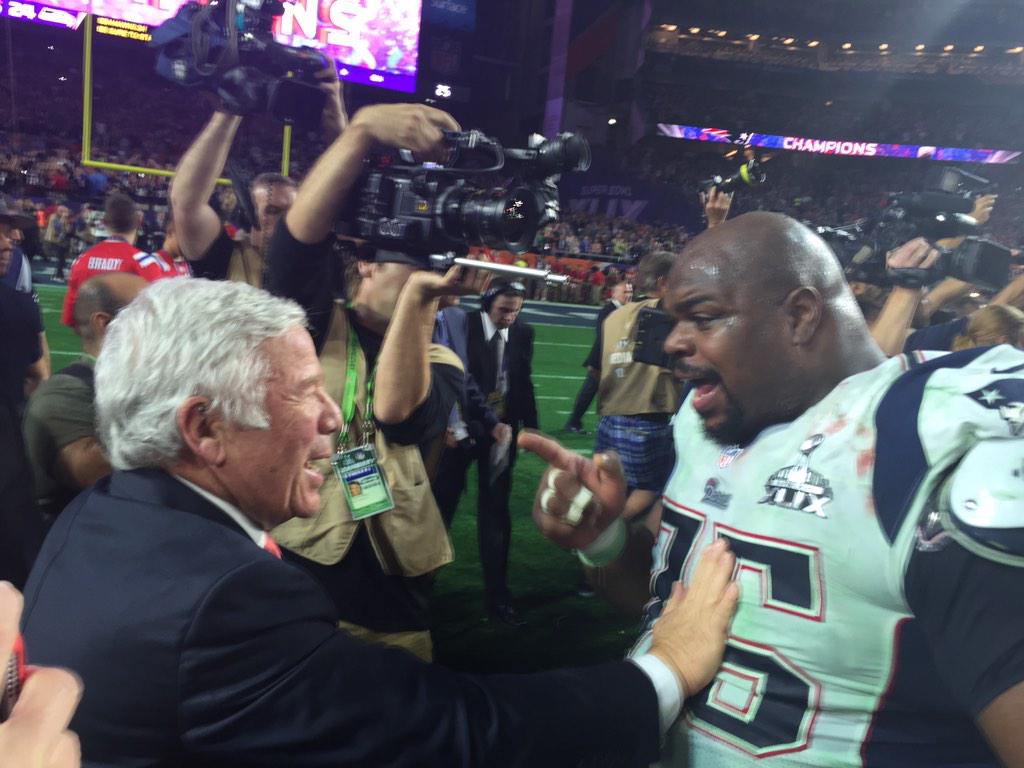 Patriots's tweet photo. "What'd I tell you, Mr. Kraft!" -@wilfork75 http://t.co/xeE0UUKd7k