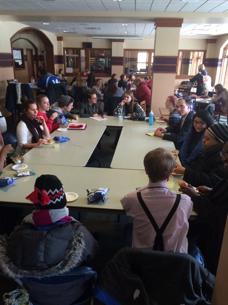NickHeftyEC's tweet photo. Join SGA and @sflanaganec for Lunch With the President today in Wingra from 11-1! @EdgewoodCollege #EdgewoodCollege http://t.co/sz7OmBk1CQ