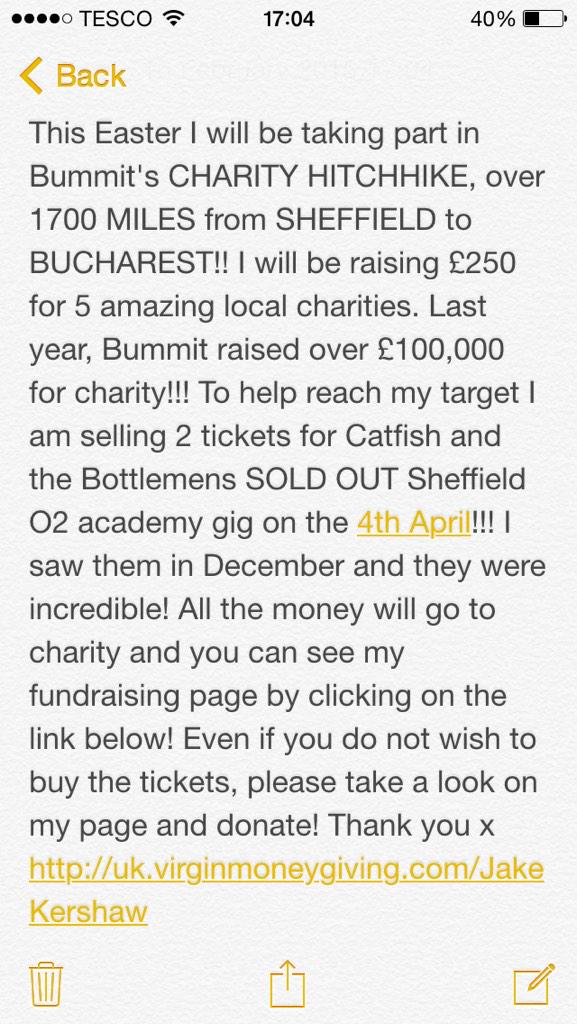 kershawjake29's tweet image. I'm selling 2 @thebottlemen tickets for their SOLD OUT @O2AcademySheff gig for charity! #charity #sheffield #bummit