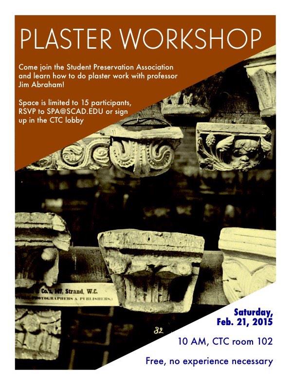 There are still a few spaces available in our plaster workshop! RSVP to SPA@SCAD.EDU
