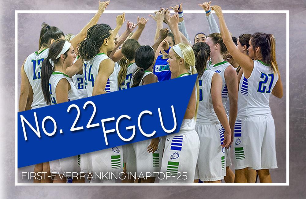FGCU_WBB's tweet image. it's official! We enter the AP Top-25 for the first time in program history at No. 22! #EaglesRising #WeAreFGCU