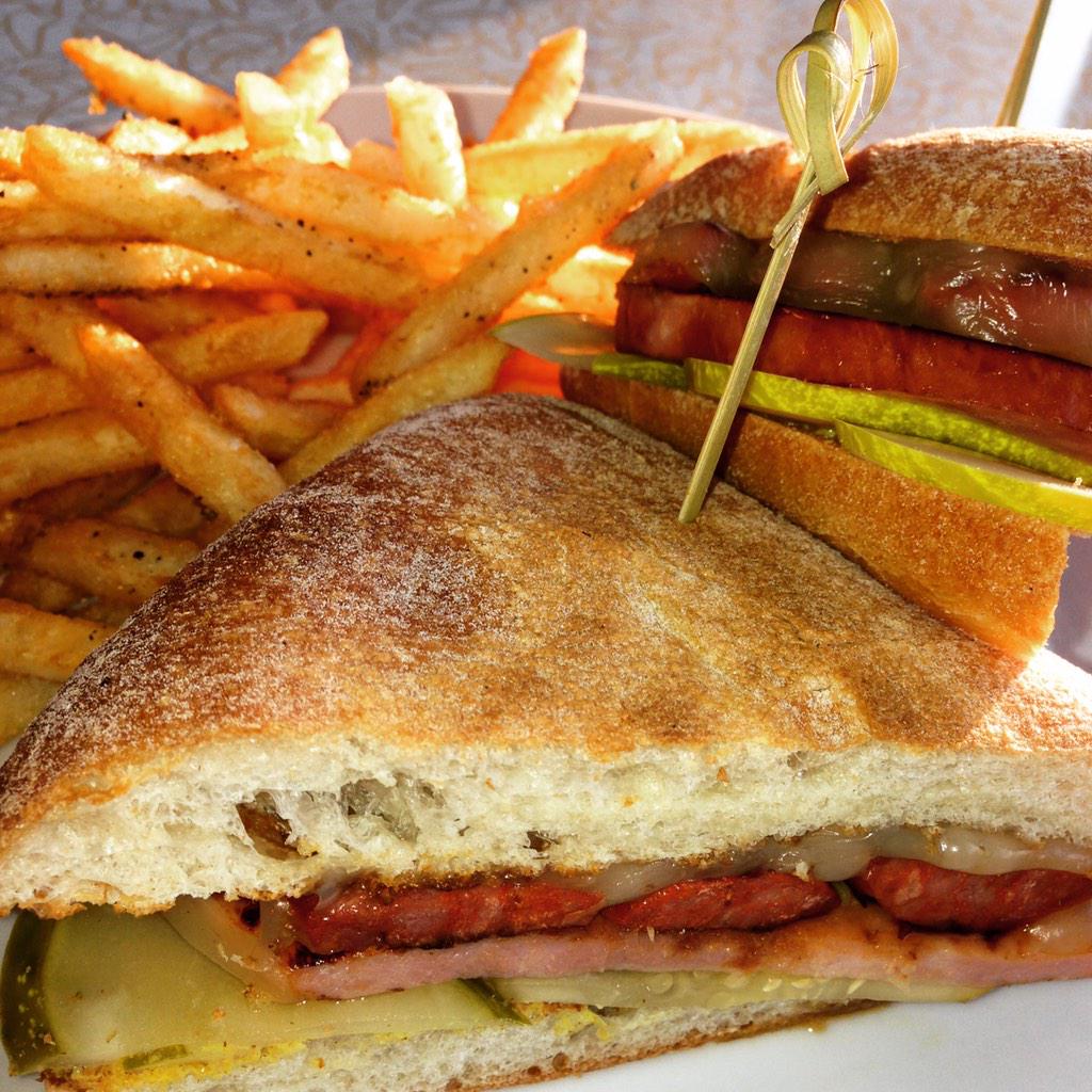 Warm up with our Cubano special - ham, chorizo, Swiss, mustard and pickles on ciabatta! #philly #fishtown #diner