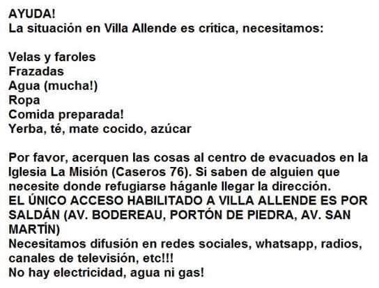 JPrandiOficial's tweet photo. Villa Allende nos necesita!!! Les dejo una lista de lo mas urgente!! Agradezco la difusión http://t.co/4jAUgMdH3m