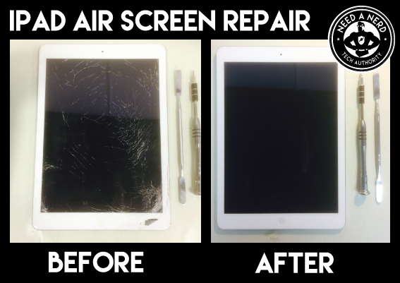 NeedANerdRepair's tweet photo. Happy President's Day! We are open for regular business hours (10:00-6:00). Check out this iPad Air screen repair! http://t.co/s9G2Von8zg