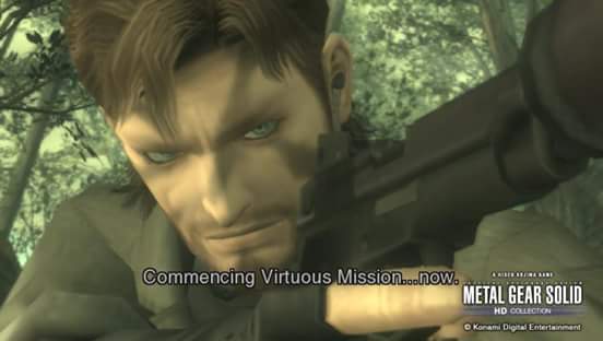 MGSSeries's tweet image. The intro of Metal Gear Solid 3 Snake Eater "Commencing Virtuous Mision....now konami.com/metalgear
