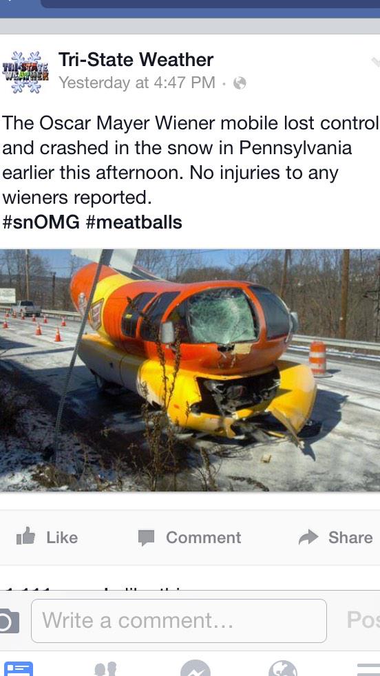 brandonfair93's tweet photo. @PatMcAfeeShow the wiener did get a little damage in your home state! @bobandtom http://t.co/wTT6zUUOBT