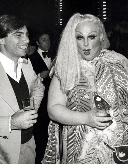 DivineOfficial's tweet photo. Women Behind Bars director, #RonLink &amp; #Divine at a party for @BiancaJagger by @Halstonette, 1977. Photo: @rongalella http://t.co/KAV3CvhlFo