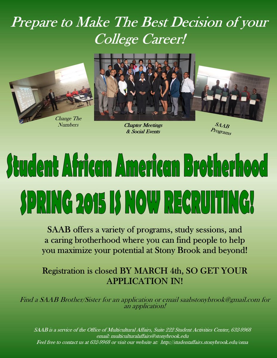SBU_SAAB's tweet photo. If you want to join SAAB, the time is now! Registration is now open! http://t.co/HQRbsruaNa