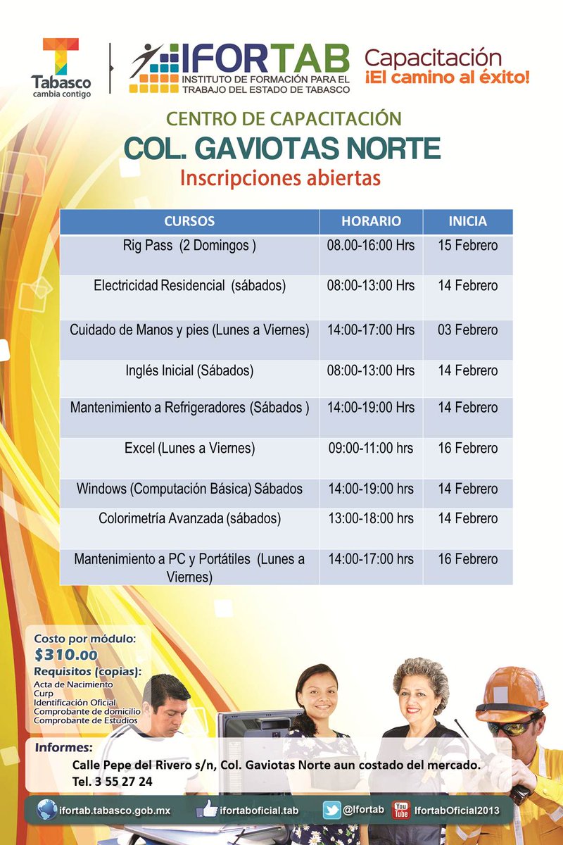 Ifortab's tweet photo. Próximas #Capacitaciones #IFORTAB en la Col. #GaviotasNorte Informes: (993)3552724 http://t.co/WlEmqUXX8E