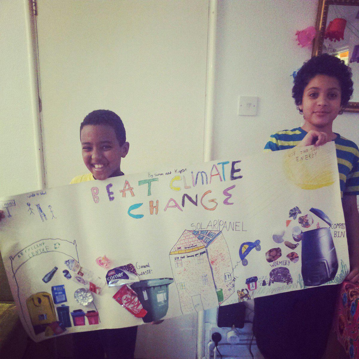 <a href="/lb_southwark/">Southwark Council</a> recyling wallpaper and rubbish to make a recycling poster for school #LetsdoitSouthwark