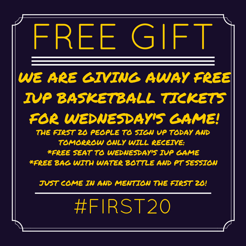 uptownFITNESS01's tweet image. Check out our #First20 promo and get your butts in the gym! (P.S. You'll get a free gift! See photo.) @IUPstudents