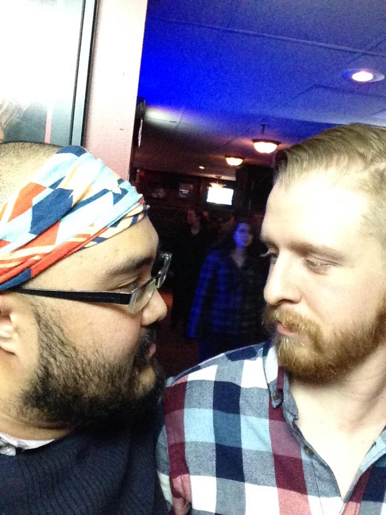 timmy_ira's tweet photo. Having a mutual beard moment with @CarsonMayer. #sickwhiskersbro #devaneys #yegpub #yeg http://t.co/VyDY5GQc0j