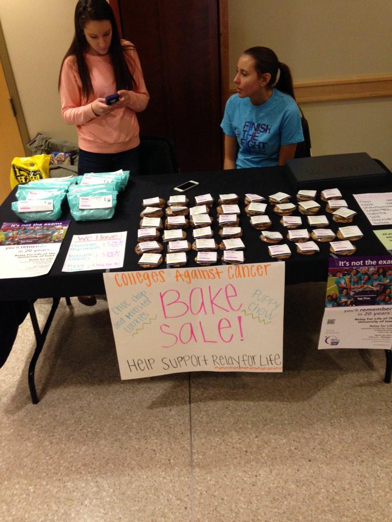 ACSUIowa's tweet photo. Wow! Bake sale! Support Relay for Life and come buy some tasty treats! At the IMU from 11-3 today http://t.co/u0BGQq2P3l