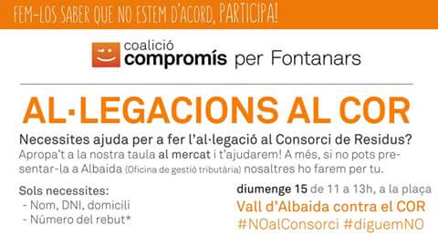 Demà a Fontanars taula informativa sobre el nou rebut del fem <a href="/c_fontanars/">Compromís Fontanars</a> fontanarsdelsalforins.compromis.net/2015/02/12/tau…