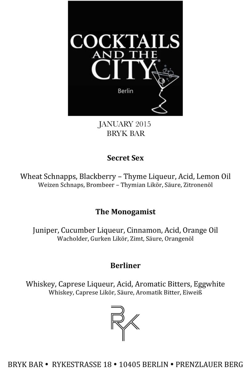 CATCBerlin's tweet image. Drink menu created with BRYK BAR in January. bryk-bar.com @jewellsparks #TECHAFTERWORK Smart + Cool + Sexy