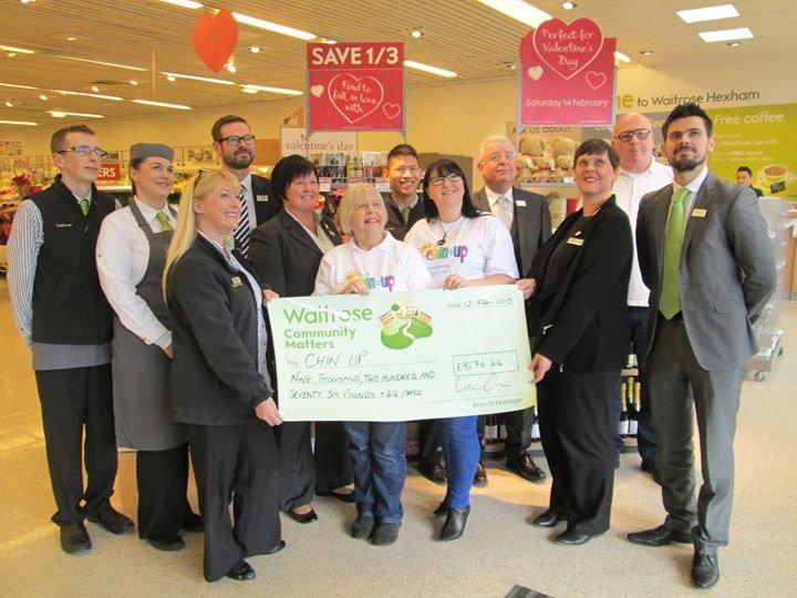 ChinUpCharity's tweet photo. Chin up cant thank Waitrose enough for their tremendous fund raising on our behalf. Over £9,000 WOW!!! THANKYOU 😊 http://t.co/c5s1SNOXuc