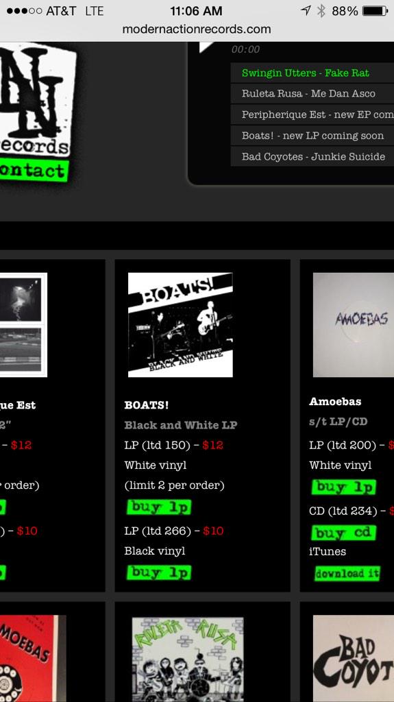 BOATSSAC's tweet photo. .@ModernAction has released our LP! They have white vinyl! http://t.co/wlyNWu41Is π€π€π€π₯π₯π₯ππππ #boats #modernaction http://t.co/Eepst0RNbI
