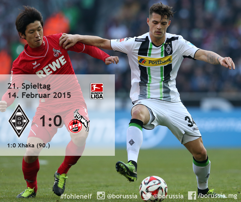 borussia's tweet photo. #Derbysieg in der letzten Minute! Zum Spielbericht: http://t.co/5p070uunze #fohlenelf #BMGKOE http://t.co/bRUmETVMgH