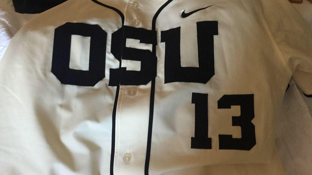 NCAABaseballPix's tweet photo. Oregon State jerseys today. http://t.co/7BQO4BRMsJ
