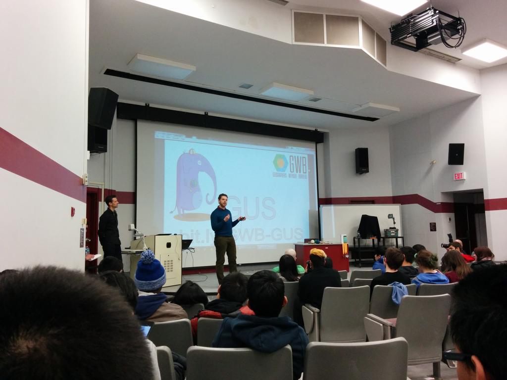 GWBMcMaster's tweet photo. Meet GUS @deltaHacks #GWB http://t.co/pBAqI0DPz1