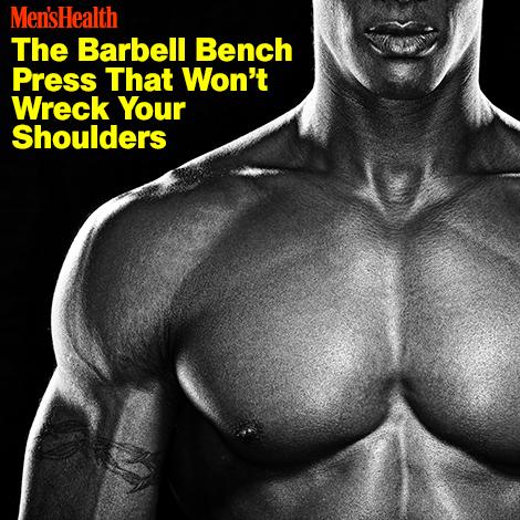 MensHealthMag's tweet photo. The barbell bench press that won't wreck your shoulders: http://t.co/ISStNZAXp2 http://t.co/fa4UYxH1Zv