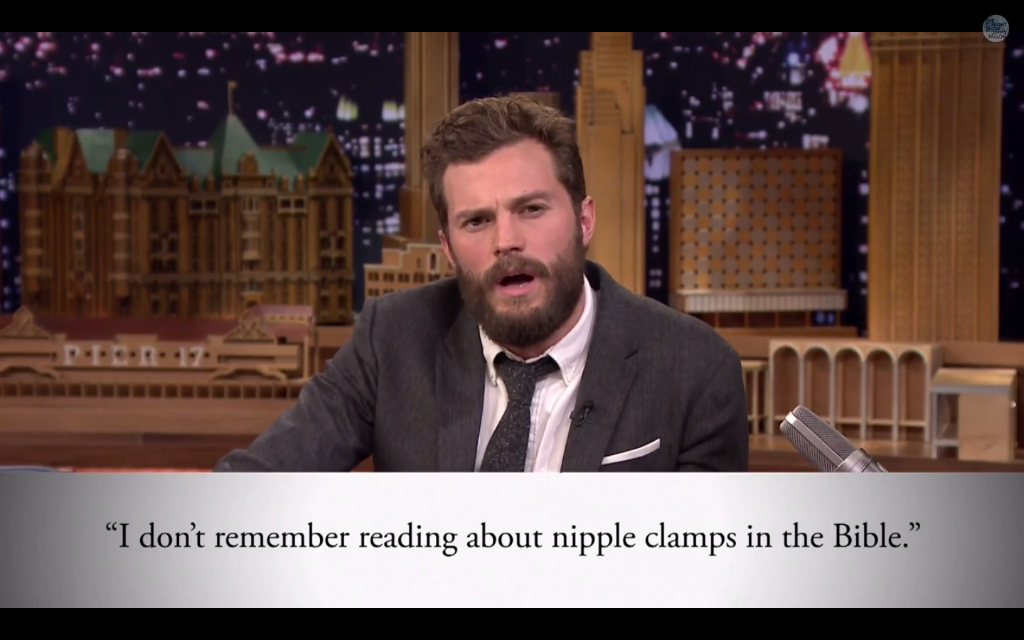ELLEmagazine's tweet photo. AMAZING. Jamie Dornan reads aloud the most hilarious lines from Fifty Shades of Grey: http://t.co/ZhCfHBElH1 http://t.co/nA27TCe5gm